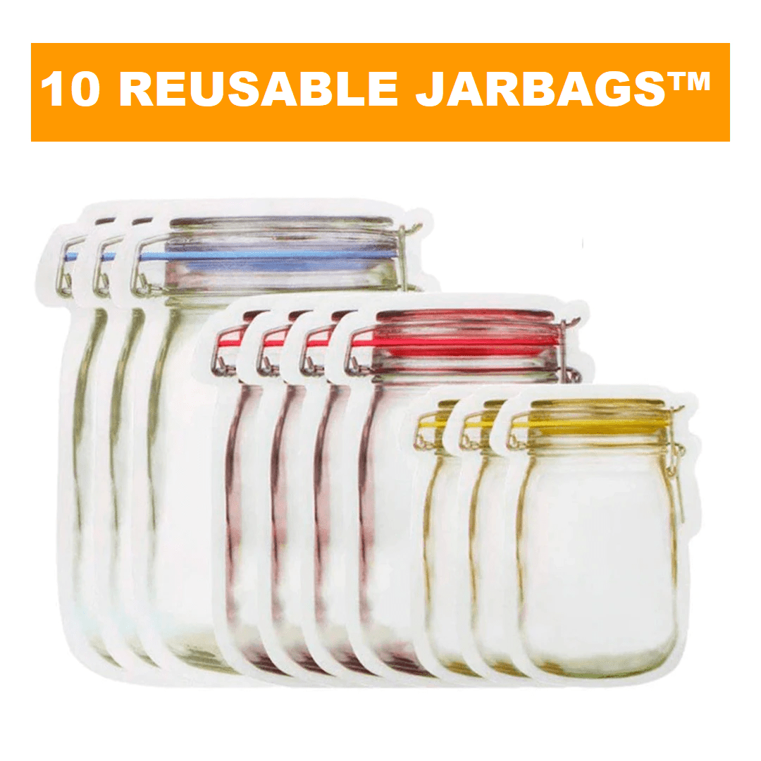 Storage Bags (Set of 10) JARBAGS™ Premium Reusable Mason Jar Bags 10 Pcs - DiyosWorld